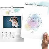 heaven+paper Kalender 2023 selber gestalten – Fotokalender zum selbstgestalten im Aquarell Design – Happy Splash – personalisierte Geschenke für Freundin / Familie – 2023 Wandkalender A4