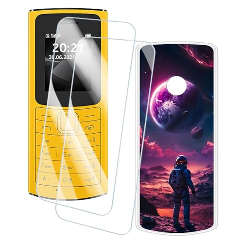 OAGELIM 2�Z�b�g �X�N���[���v���e�N�^�[ + �P�[�X Nokia 110 4G 2021 (1.8 �C���`) �Ƃ̌݊������� �A�[�e�B�X�e�B�b�N�J�X�^���v�����g�J�o�[�Ƌ����K���X�t�B���� �X�N���b�`�h�~ (�F����s�m)