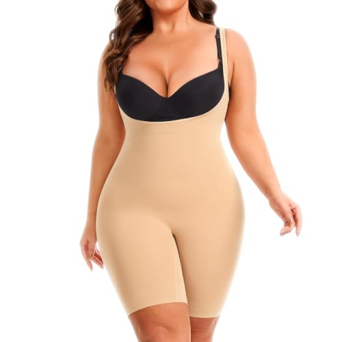 Image of NaTen Plus Size Open Bust Shapewear Tummy Control High Waisted Bodysuits