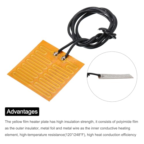 QUARKZMAN Heizfolie Heizplatte, 4,2W 5V Polyimid Heizpad, selbstklebende PI Heizelemente Folie 32mmx32mm Heizstreifen für konstante Temperatur, Packung mit 4 Stück