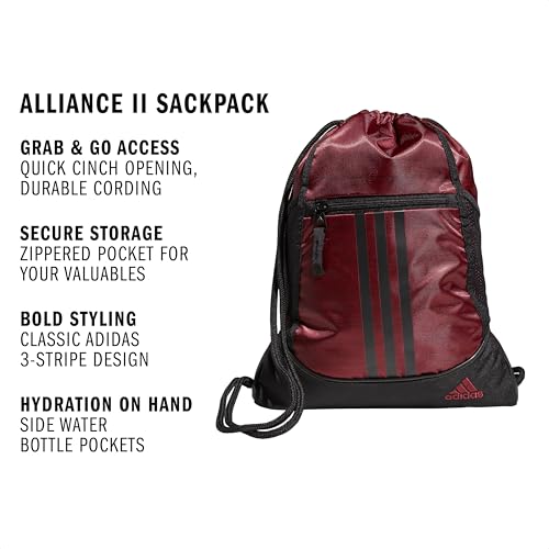 Image of adidas Unisex Alliance II Sackpack, Legacy Red 2-Tone /Black, OSFA