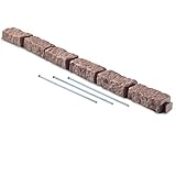 Beuta Landscape Edging | Garden Edging Border | No Dig Faux Stone Bricks for Lawn edging, Flower beds, Pathways & Yard– 1 Pack | Each Section Has 6 Bricks 48'L x 4'W x 2.25'H | 3 Spikes |Cobblestone