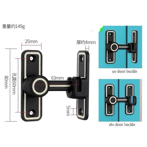 Serrure push-pull en métal noir avec boucle lumineuse pour porte intérieure