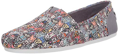 Skechers BOBS Women's Bobs Plush-Distinguished Dog Ballet Flat, Gray Multi, 9 M US