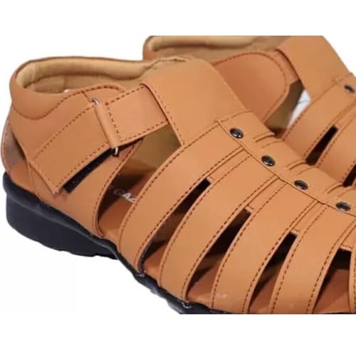 Image of Men's Sandals The Ultimate Blend of Comfort, Style, and Durability Comfortable Fisherman Sandals, Premium PU Padding, Synthetic Leather, Tan - Stylish Footwear