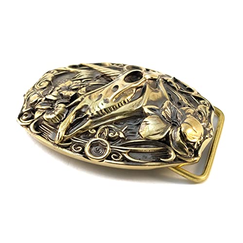Leather Belt With Brass Buckle Unicorn, Handmade Unicorn Skull Solid Brass Belt Buckle On 1.5 Or 1.8 Inch Leather Belt #TOP3