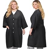Noverlife Hair Salon Smocks Cape for Clients, Plus Size Salon Client Gown Robes Cape with 2 Pockets & Adjustable Tie, Waterproof Salons Robes Smock, Hair Stylist Dog Grooming Smock (43'' Long, Black)