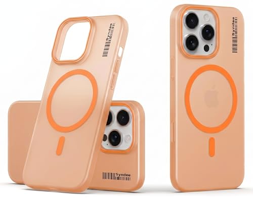 DL3 Mobilak Case Back Cover for iPhone 12/iPhone 12 Pro 6.1-inch, Sleek Frosted Translucent Back Only Compatible with Wireless Magnetic Accessories | Anti-Scratch Shockproof Phone Case (Orange)