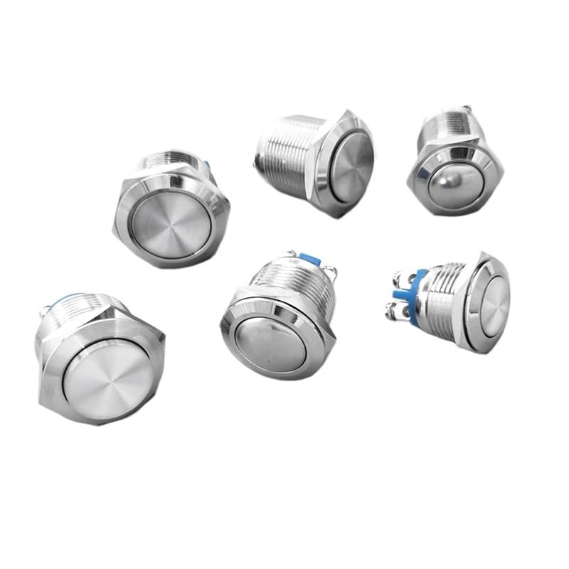 Pulsador metálico impermeable IP65 de 22mm 1NA con pasador de tornillo alto y autobloqueo