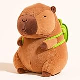 9.8in Capybara Plush Cute Capybara Stuffed Animals with Turtle Backpack, Kawaii Capibara Plushie Toys for Kids, Rodents Animals Pet Doll Soft Hugging Pillow for Boys Stocking Stuffers Girls Birthday