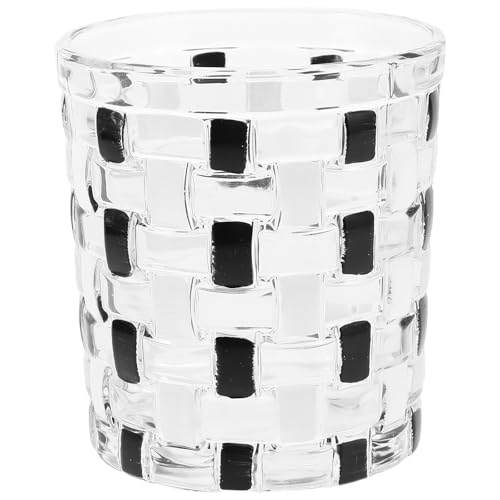 NUOBESTY Vaso de Enjuague Bucal de Vidrio Patrón Tablero de Ajedrez en Blanco y Negro, Taza para Cepillarse los Dientes para Baño y Uso Doméstico