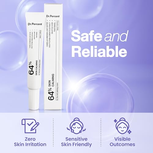 dr.percent Calming 64% Cream | Instant Soothing, Redness Relief, Acne Care, Calms Sensitive Skin, Hydrating, Barrier Strengthening, Korean Skin Care, 30ml, 1.01 fl.oz