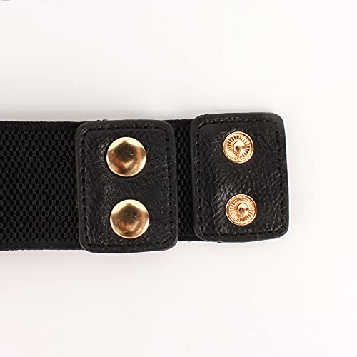 U Scinan Fashion Elastic Belt Women Stylish Gold Chain Cinch Belt Wide Black Corset Waistband for Dress Jeans Pants4