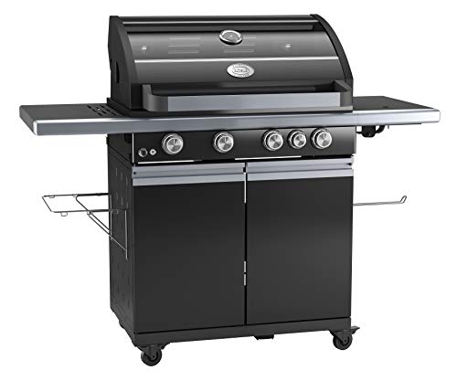 RÖSLE Gasgrill BBQ-Station MAGNUM G4 Schwarz, Grill mit 4 Haupt- und 1 Seitenbrenner, Deckel mit...