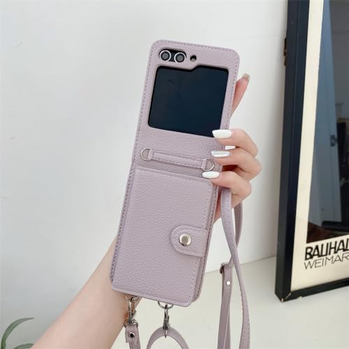 Étui de téléphone avec porte-cartes ENILSA pour Samsung Galaxy Z Flip 5 en cuir PU