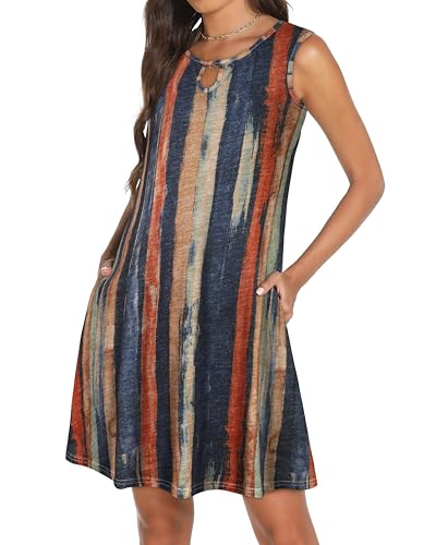 Image of Summer Dresses for Women 2026 Casual Sleeveless Sundress Floral Loose Fit Beach Cover Up with Pocket