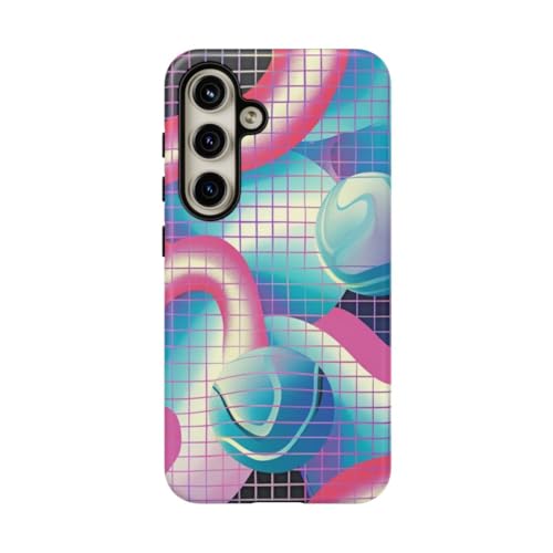 Coque Samsung Galaxy S24 motif géométrique abstrait 3D rose