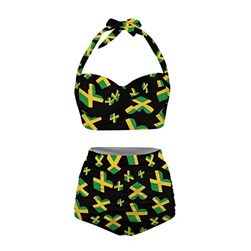 Bikini deux pièces taille haute froncé pour femme avec décolleté dos nu