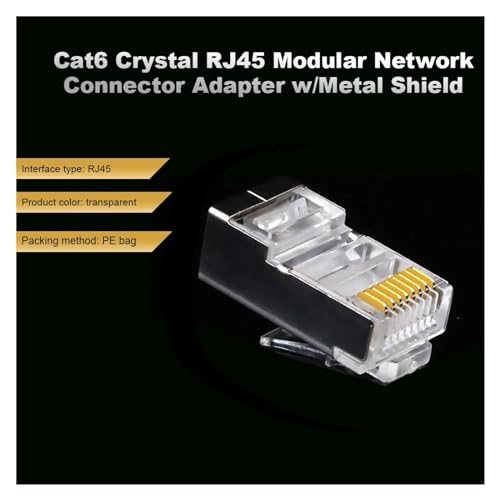 Conectores CAT6 RJ45 de red Gigabit y enchufe 8P8C transparente para engarzar 5