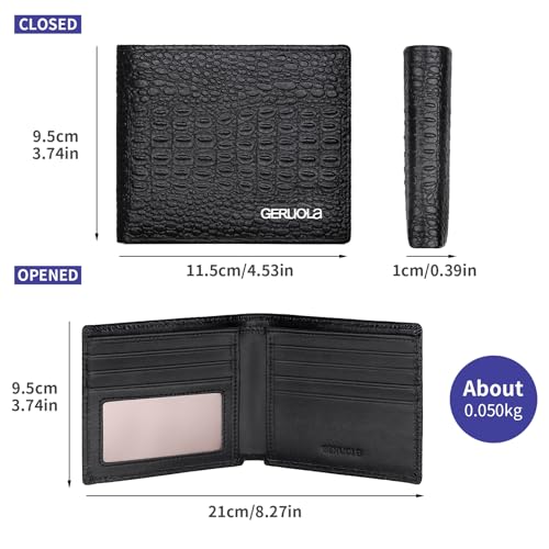 Men's Real Crocodile Leather- RFID Blocking, Slim & Stylish with 9 Compartments and 1 ID Window, Bifold Mens Wallet, Bifold Wallet Men's Short Wallet Purses, Durable Stitching4