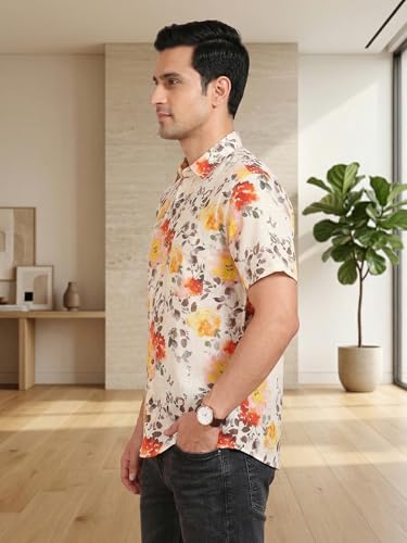 Image of Yash Gallery Men's Cotton Warli Print Shirt Collar Regular Shirt