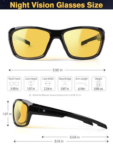 Image of BIRCEN Night Vision Glasses for Driving: Anti Glare TR90 Yellow Glasses