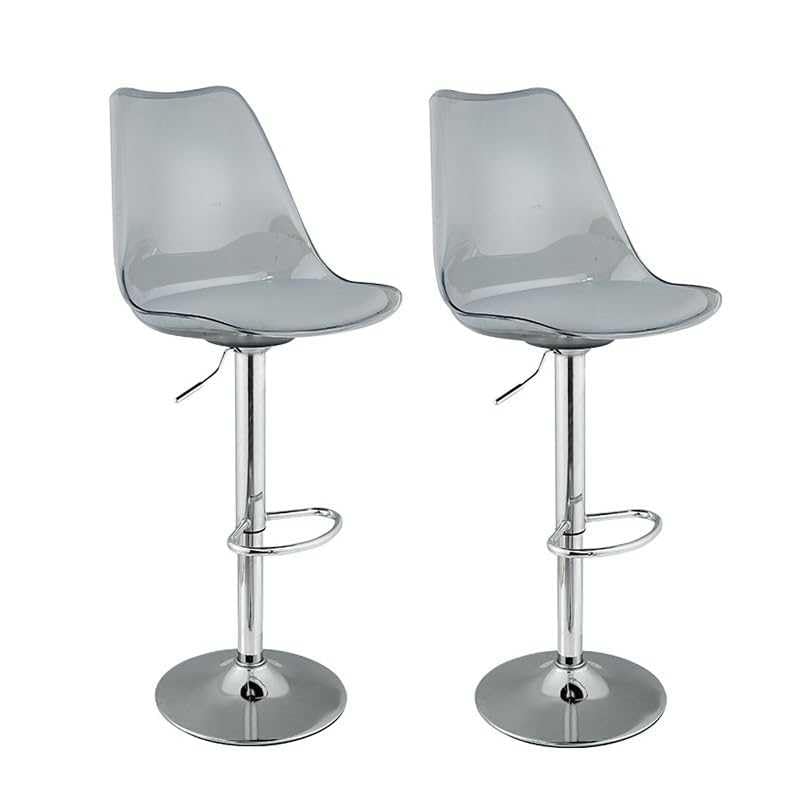 Chaises de cuisine en acrylique gris et cuir PU | Lot de 2 tabourets de bar design