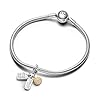 Pandora Moments 763436C01 Breloque triple d'amitié en argent sterling avec alliage plaqué or et zircone Compatible avec les bracelets Moments et ME, taille unique, Argent sterling, Zircone cubique #2