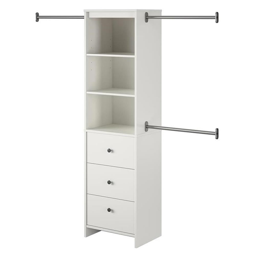 Pemberly Row Modern Closet Storage Organizer in White Finish