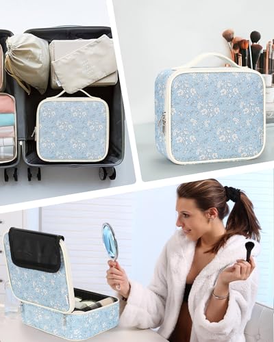 Image of Relavel Travel Makeup Case, Professional Makeup Artist Makeup Bag, Portable Makeup Train Case Organizer with Adjustable Dividers, Cute Cosmetic Bags Birthday Gifts for Girls and Women