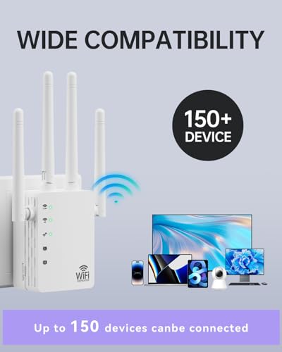 Image of WiFi Extender,Dual Band (5GHz + 2.4GHz) WiFi Booster for Home, Covers Up to 13,888 Sq.Ft and 150 Devices, WiFi Repeater with Ethernet Port, Quick Link,3-Min Easy Setup