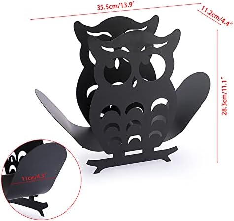 BTSKY Metal Toilet Paper Roll Holder - Matte Black Animal Style Toilet Tissue Holder, Freestanding & Wall Mount Toilet Tissue Storage Container for Bathroom, Home, Kitchen, Toilet (Owl)