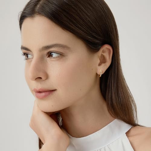 Image of BISAER Silver Huggie Hoop Earrings for Women, 925 Sterling Silver Post Star Small Hoop Earrings Hypoallergenic Lightweight Everyday Jewelry Gift Cute
