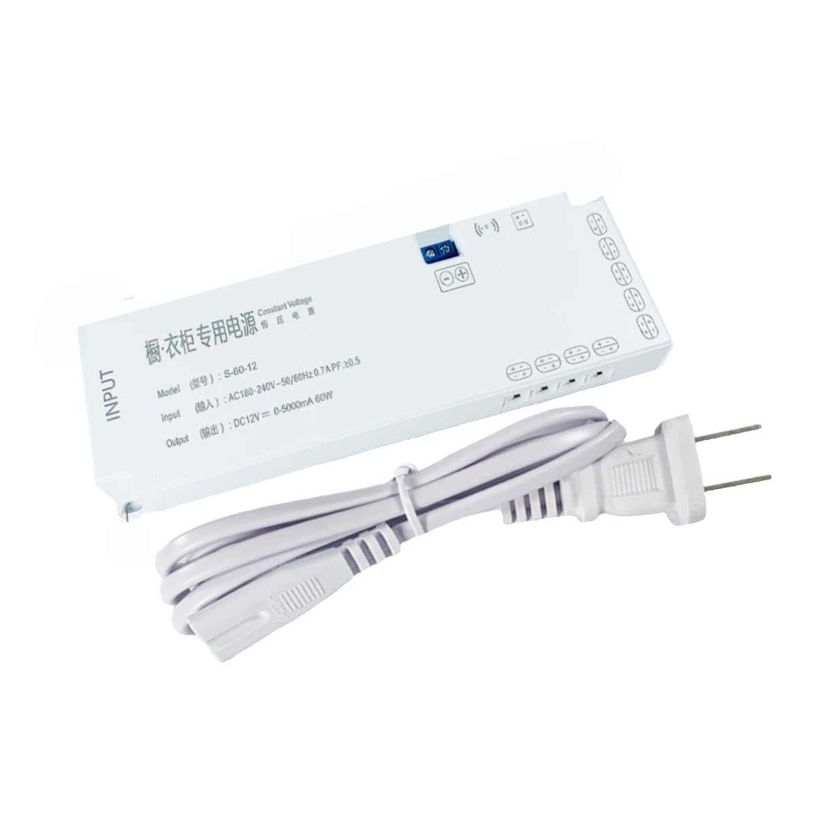 Luz de tira del LED con la fuente alimentación armario gabinete 12V24V 24W36W60W100W150W luz vino DC(12V 60W with plug)