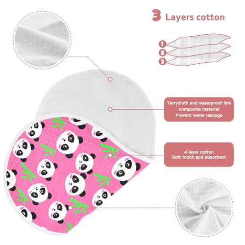 Pink Panda Pattern Muslin Burp Cloths for Baby 4-Layer Absorbent Cotton Large 22" x 11" Soft Spit Up Rags for Newborns Boys Girls, 1 Pack3