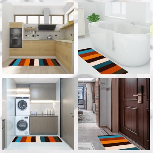 Tapis de cuisine rayures verticales lavable pour sol propre - 7