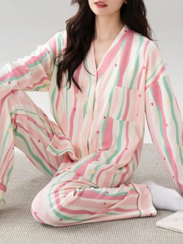Image of LITZO Womens Korean Night Dress || Pyjama Set ||Korean Nightsuit || Women Nightwear ||Round Neck Half Sleeve Nightsuit || Loungewear || Everyday Nightdress (L-221-227)