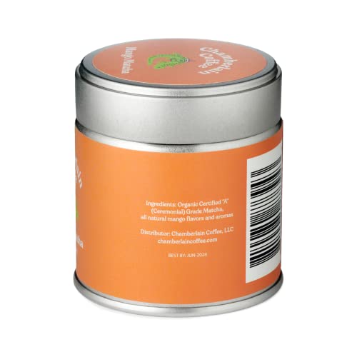 Chamberlain Coffee Matcha Japanese Green Tea Powder, Vegan, Gluten-Free 1Oz Tin, Mango #TOP3
