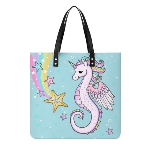 Sac à bandoulière hippocampe licorne en grand format 39x39cm au design unique