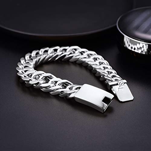 Image of PROSTEEL Stainless Steel Franco Chain Bracelet, Trendy Chunky Bracelets for Men Women, Black /18K Gold Plated, W: 8mm /12mm /17mm, L: 7.5 inch /8.3 inch /9 inch, Come Box