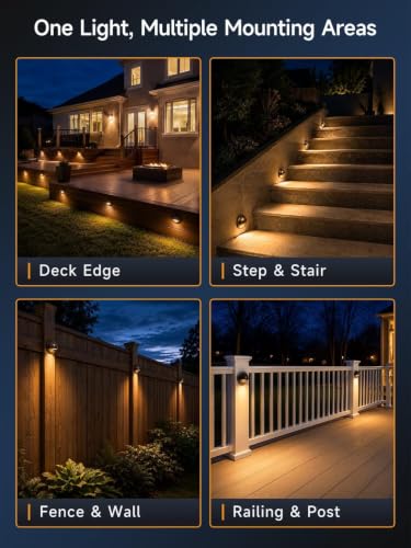 Image of Gardenreet Black Solid Brass Deck Light, 12V, 2700K Warm White G4, 4 Pack | Solid Brass, Antique Bronze Finish, IP65 Waterproof, Hardwired 9V-17V Design, Replaceable G4 LED Bulb