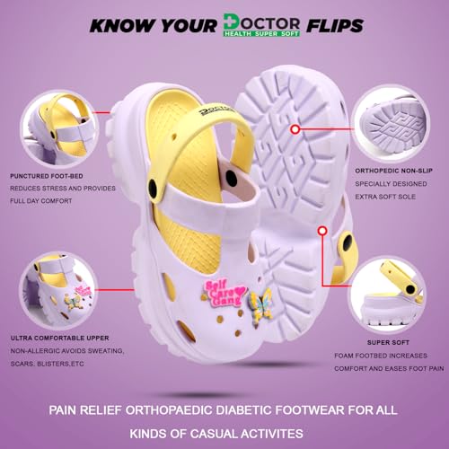 Image of DOCTOR HEALTH SUPER SOFT Stylish and Light Weight & Waterproof Anti Skid Women Clogs with Cushioned Footwear || Comfortable with Adjustable Back Strap Women Clog Everyday Wear
