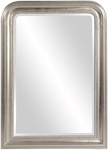 Howard Elliott Metallic Silver Sterling Arched Mirror for Wall, Beveled Edge Rectangle Hanging Wooden Framed Wall Mounted Vanity Mirrors for Home, Living Room, Bathroom & Bedroom, 23 x 34.5 Inch