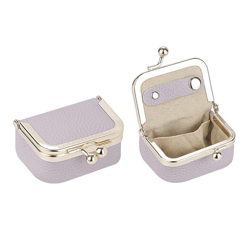 Royal Bagger Mini Boîte À Bijoux En Cuir De Vache Véritable Pour Femme Porte-monnaie De Couleur Unie Kiss Lock, Petite Pochette De Rangement 1894 (Violet...