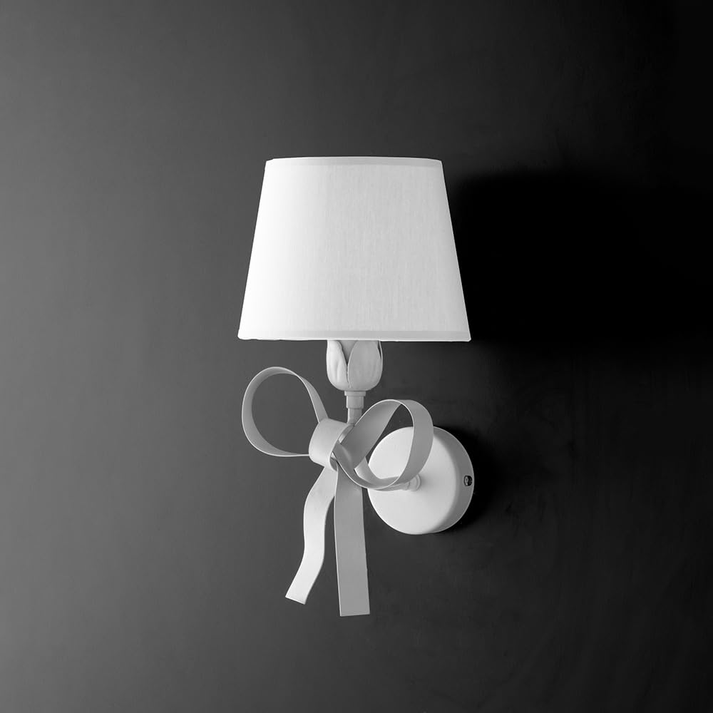 Bonetti Illumina Applique Shabby Chic Bianco 1 Luce Paralume Bianchi