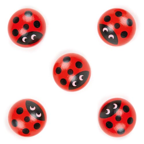 Nene Toys Set mit 5 Holzersatzstücken für das Marienkäfer-Matchspiel - Premium handgefertigte Holzmarienkäfer zur Bereicherung Ihres Spielerlebnisses [Ideal für verlorene oder fehlende Spielfiguren]