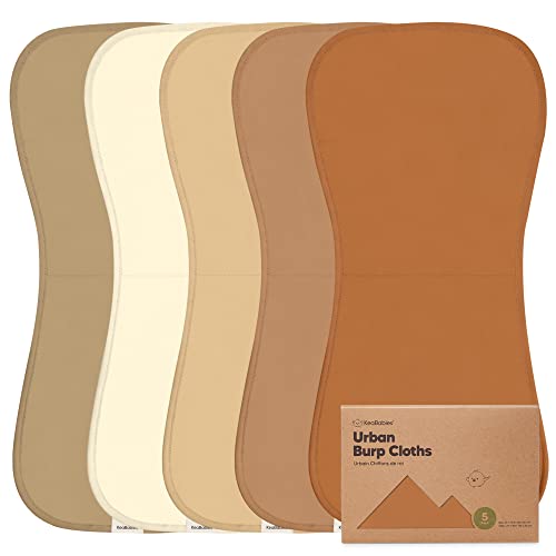 Image of 5-Pack Organic Burp Cloths for Baby Boys and Girls - Ultra Absorbent Burping Cloth, Burp Clothes, Newborn Towel - Milk Spit Up Rags - Burpy Cloth Bib for Unisex, Boy, Girl - Burp Cloths (Terracotta)