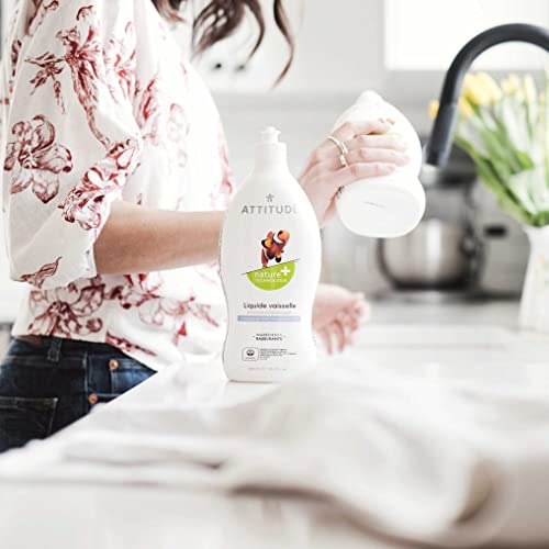Image of ATTITUDE Liquid Dish Detergent, Plant- and Mineral-Based Ingredients, Effective Dishwashing Soap Formula, Vegan and Cruelty-free, Pink Grapefruit, 33.8 Fl Oz (Pack of 3)