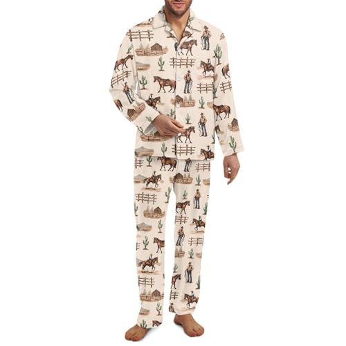 Men's Pjs Set for Gentlemen Sleepwear Night Suit
