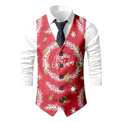 Gilet sans manches imprimé festif veste polaire chaude vêtement hiver